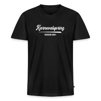Karnevalsprinz Kostüm Karneval 2024 Kölle Fasching - Männer Premium Bio T-Shirt mit V-Ausschnitt - Schwarz - Vorne - Nico (187cm)