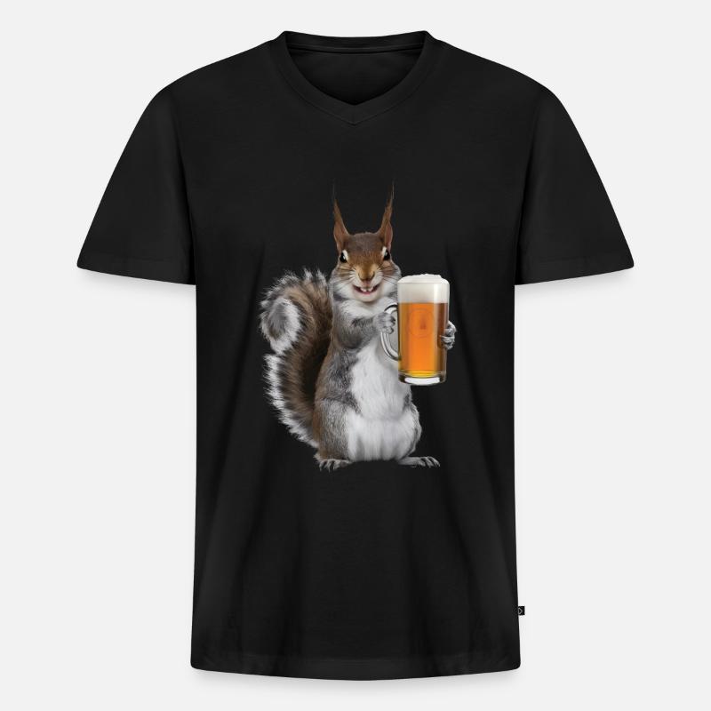 Eichhörnchen Bier - Männer Premium Bio T-Shirt mit V-Ausschnitt - Schwarz