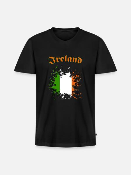 Ireland Shamrock - Männer Premium Bio T-Shirt mit V-Ausschnitt - Schwarz