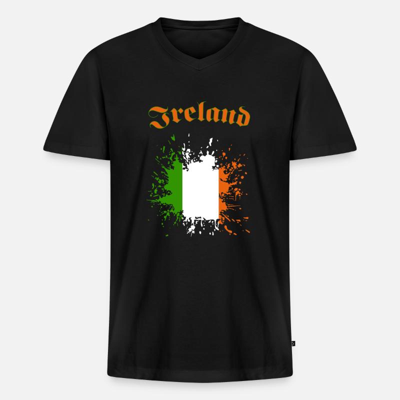 Ireland Shamrock - Männer Premium Bio T-Shirt mit V-Ausschnitt - Schwarz