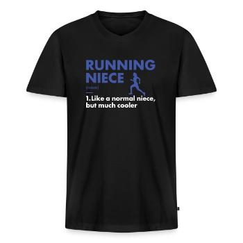 Sport Niece Running - Men's Premium Organic T-shirt with V-neck - black - Front - Nico (187cm)