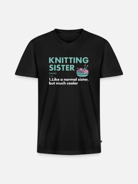 Knitter Sister Definition Knitting - Men's Premium Organic T-shirt with V-neck - black