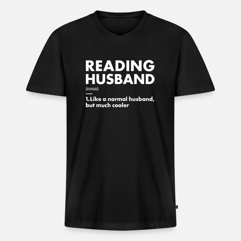 Reader Husband Definition Reading - Männer Premium Bio T-Shirt mit V-Ausschnitt - Schwarz