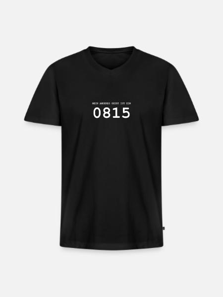 0815 - Men's Premium Organic T-shirt with V-neck - black