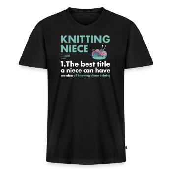 Knitter Niece Definition Knitting - Männer Premium Bio T-Shirt mit V-Ausschnitt - Schwarz - Vorne - Nico (187cm)