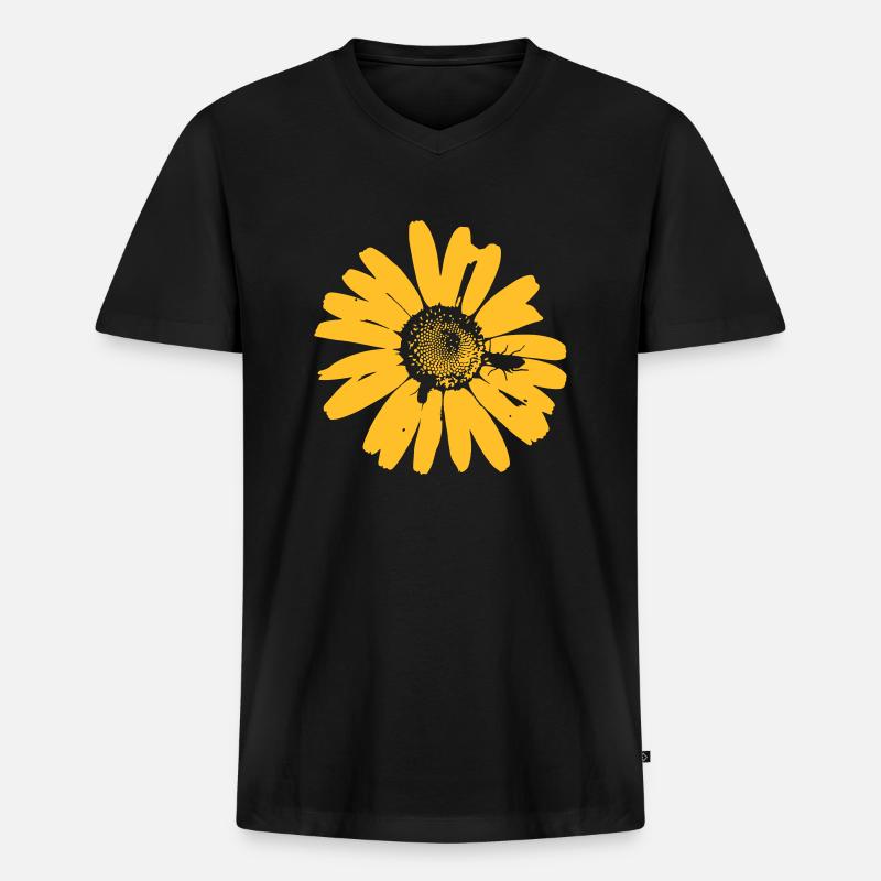 Blume - Männer Premium Bio T-Shirt mit V-Ausschnitt - Schwarz