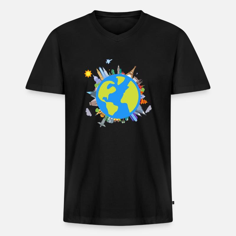 Die Erde/The earth - Männer Premium Bio T-Shirt mit V-Ausschnitt - Schwarz