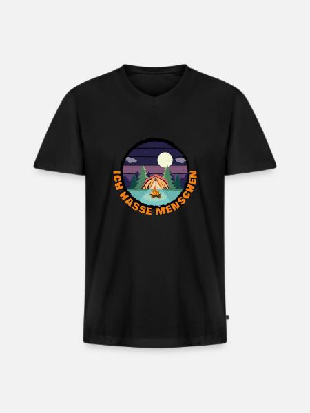 Ich hasse Menschen - Männer Premium Bio T-Shirt mit V-Ausschnitt - Schwarz