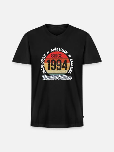 amazing since 1994 - anniversary - Men's Premium Organic T-shirt with V-neck - black