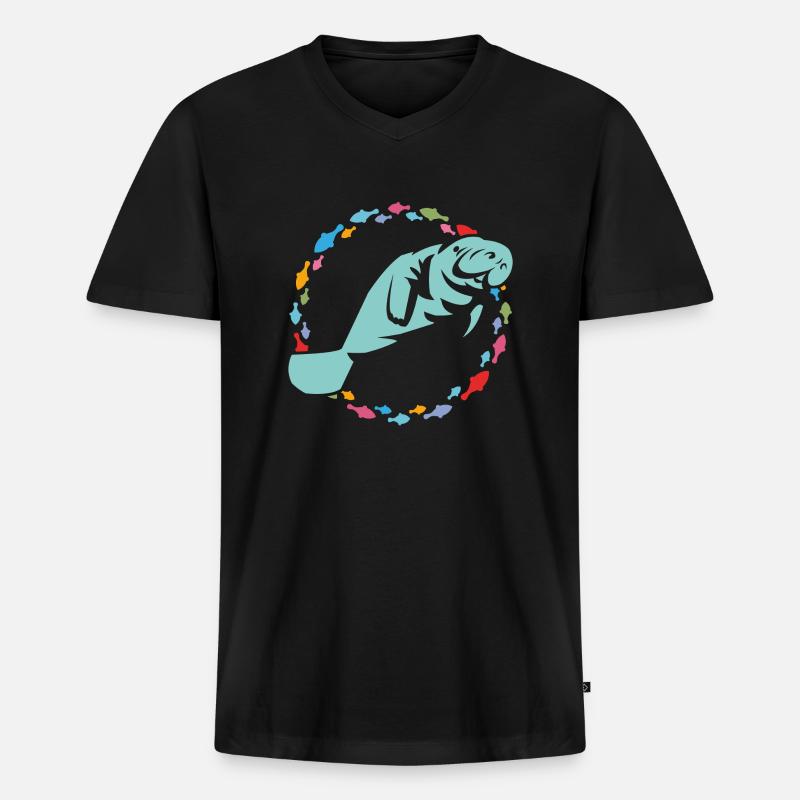 Ich liebe Manatees - Männer Premium Bio T-Shirt mit V-Ausschnitt - Schwarz