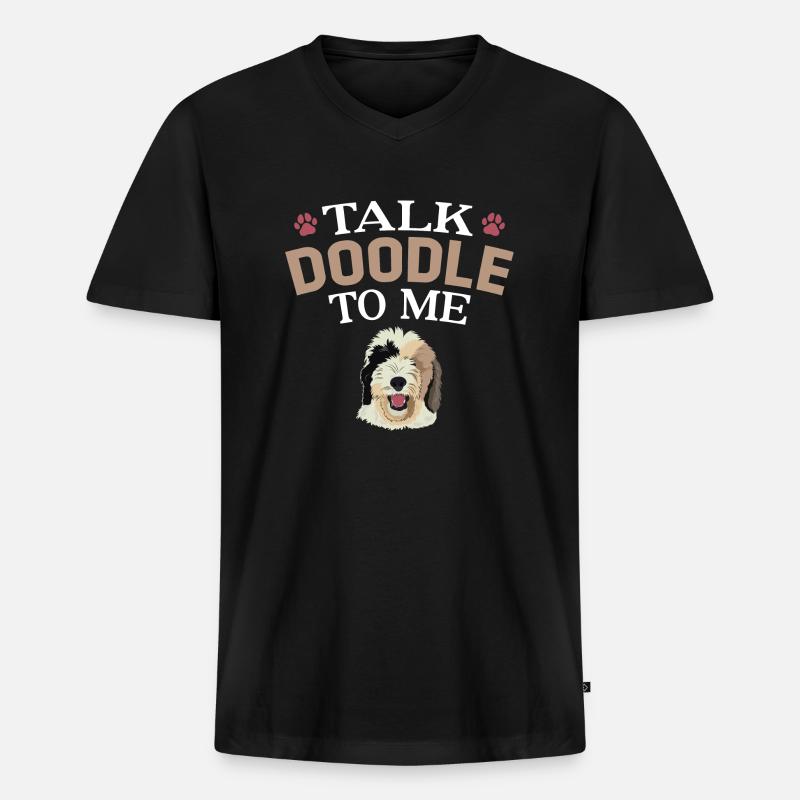Sheepadoodle Doodle Hund - Männer Premium Bio T-Shirt mit V-Ausschnitt - Schwarz