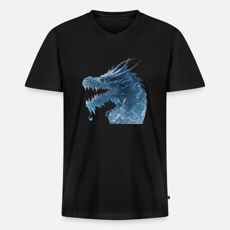 Blauer Drache - Männer Premium Bio T-Shirt mit V-Ausschnitt - Schwarz