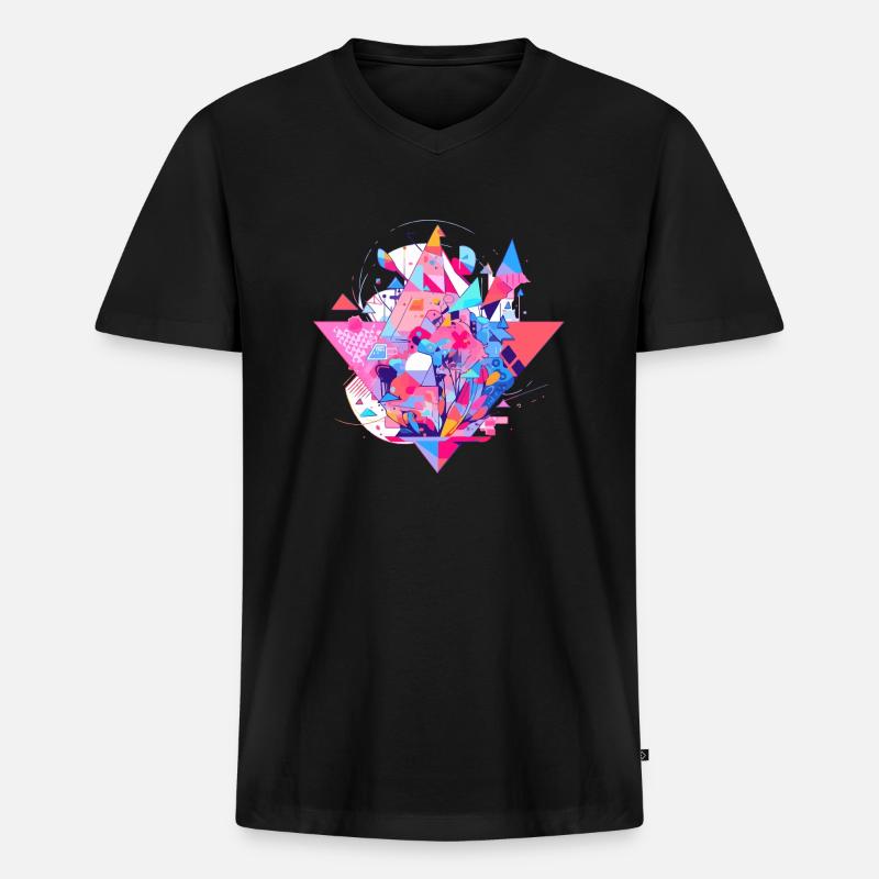 Abstrakte Geometrie - Männer Premium Bio T-Shirt mit V-Ausschnitt - Schwarz