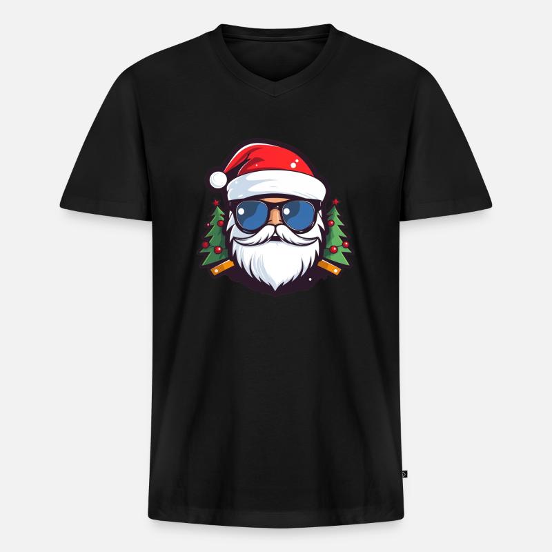 Weihnachtsmann - Männer Premium Bio T-Shirt mit V-Ausschnitt - Schwarz