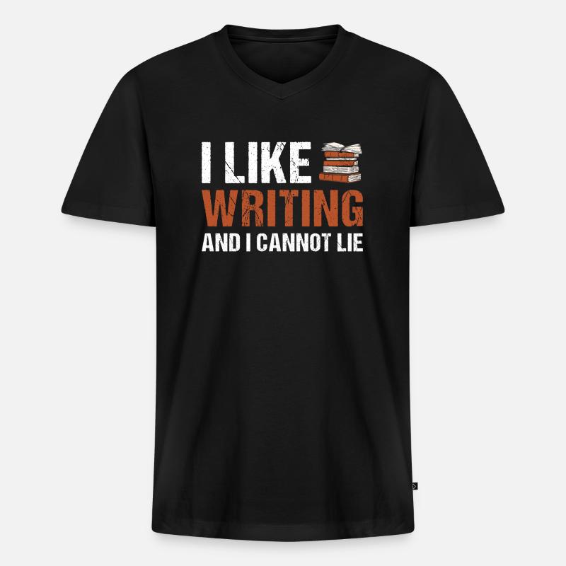Writer I Like Writing - Männer Premium Bio T-Shirt mit V-Ausschnitt - Schwarz