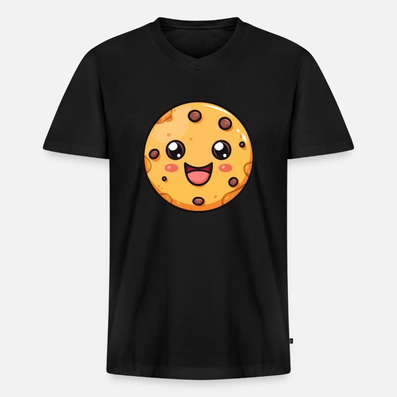 Lustiger Keks Comic - Männer Premium Bio T-Shirt mit V-Ausschnitt - Schwarz