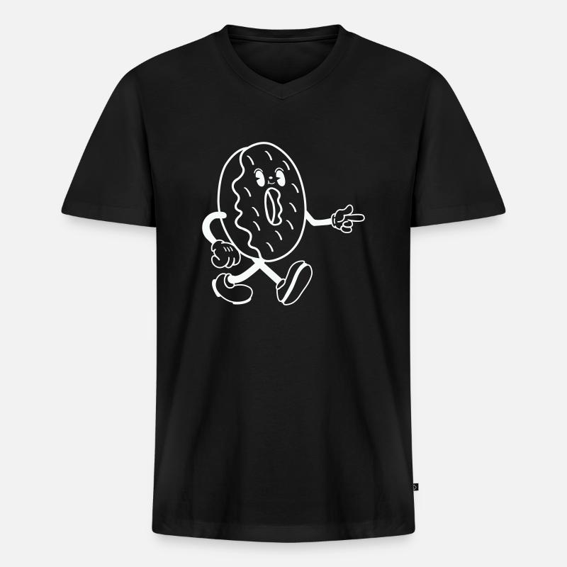 Donut Comic - Männer Premium Bio T-Shirt mit V-Ausschnitt - Schwarz