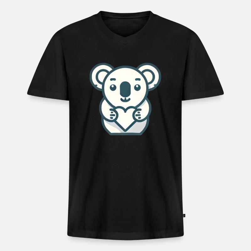 Koalabär - Männer Premium Bio T-Shirt mit V-Ausschnitt - Schwarz