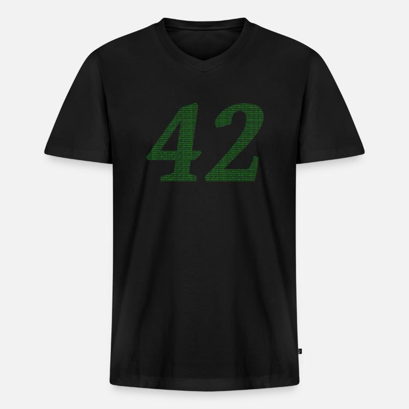 42 - Männer Premium Bio T-Shirt mit V-Ausschnitt - Schwarz