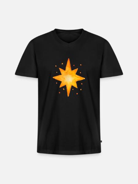 star - Men's Premium Organic T-shirt with V-neck - black