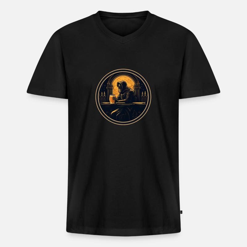 Bier - Männer Premium Bio T-Shirt mit V-Ausschnitt - Schwarz