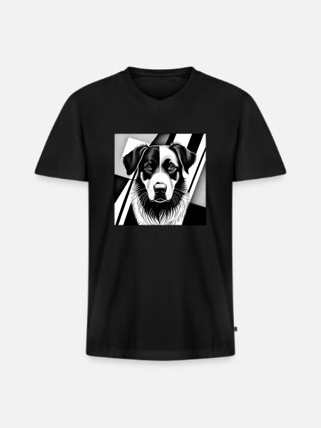 Collie: Cubist Black & White - Men's Premium Organic T-shirt with V-neck - black