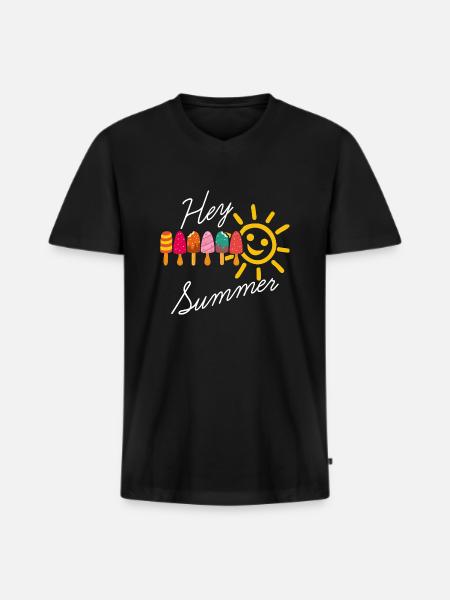 Hello summer sunshine and popsicles - Men's Premium Organic T-shirt with V-neck - black