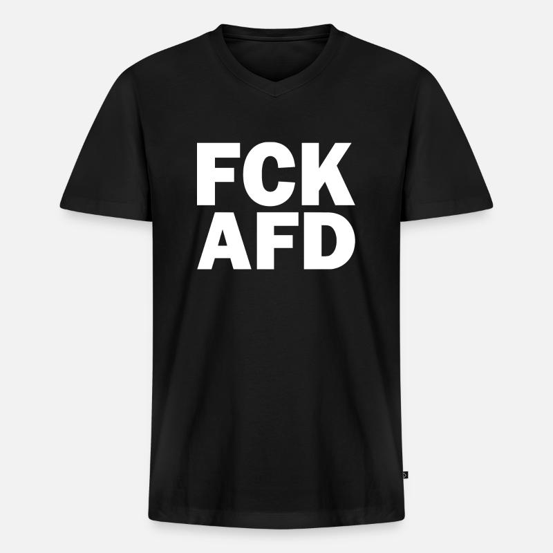 Fck afd - Männer Premium Bio T-Shirt mit V-Ausschnitt - Schwarz