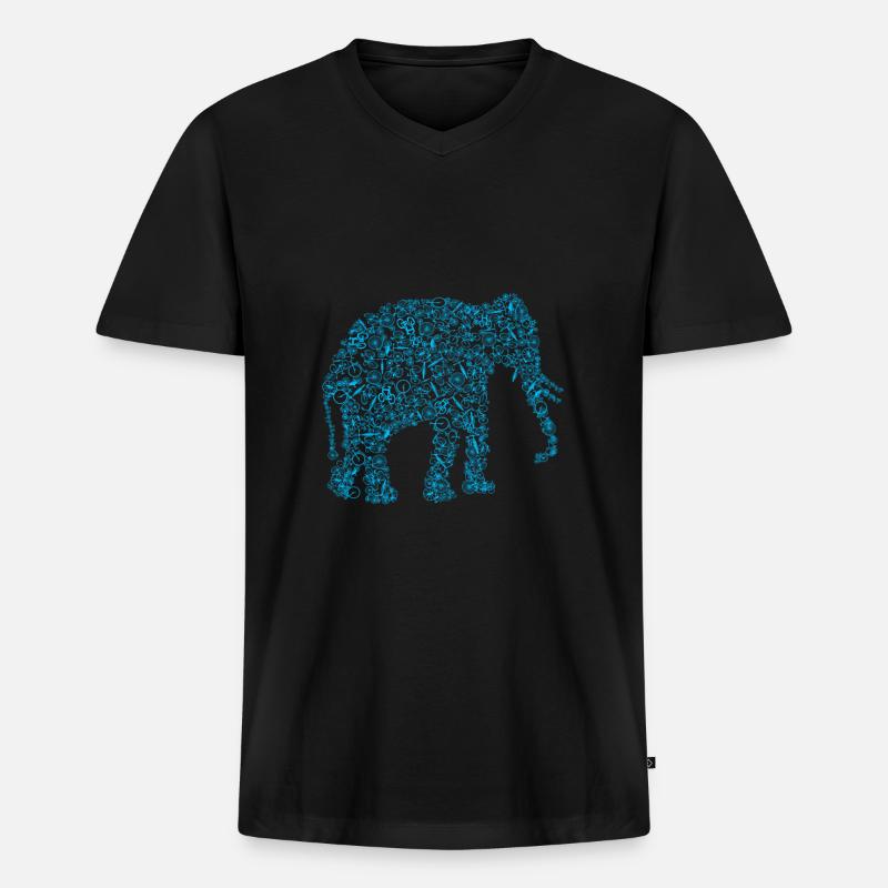 Großer Dicker Elefant Fahrrad Geschenk - Männer Premium Bio T-Shirt mit V-Ausschnitt - Schwarz
