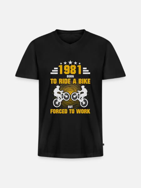 1981 Born Bicycle - Men's Premium Organic T-shirt with V-neck - black