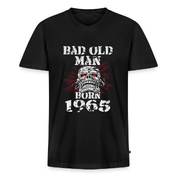 Alter Mann Geburtstag 1965 Geboren Geschenk Spruch - Männer Premium Bio T-Shirt mit V-Ausschnitt - Schwarz - Vorne - Nico (187cm)