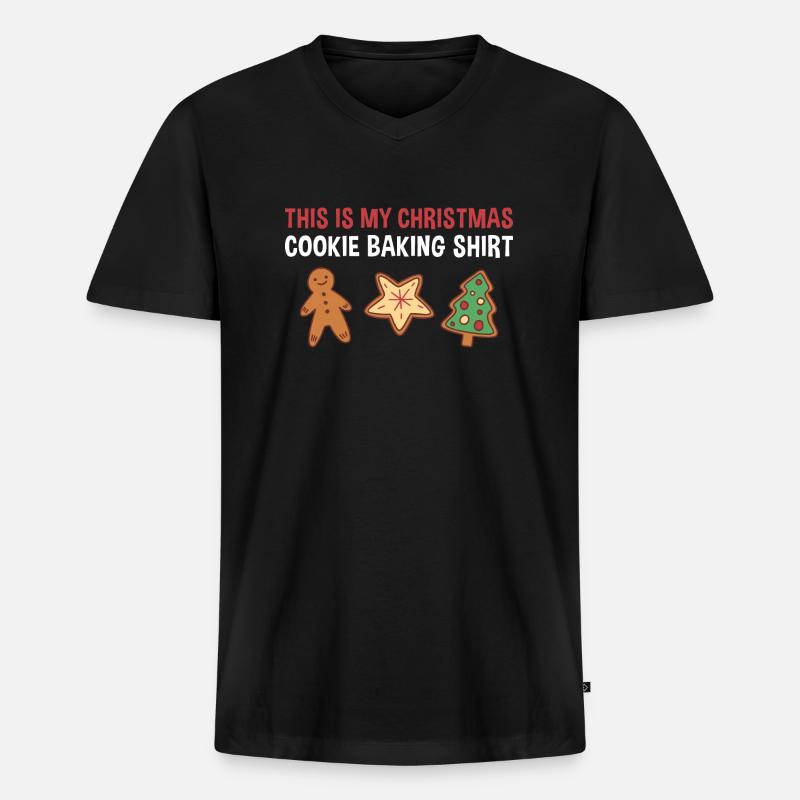 Baking Christmas Cookie Baking Cookie - Männer Premium Bio T-Shirt mit V-Ausschnitt - Schwarz