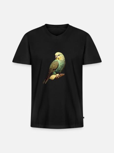Wellensittich - Männer Premium Bio T-Shirt mit V-Ausschnitt - Schwarz