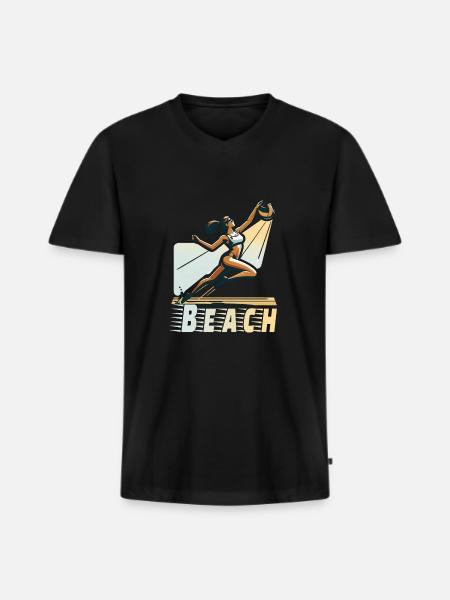Beach Volleyball - Männer Premium Bio T-Shirt mit V-Ausschnitt - Schwarz