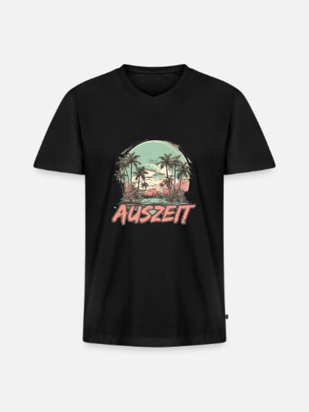 Auszeit Urlaub Strand - Männer Premium Bio T-Shirt mit V-Ausschnitt - Schwarz