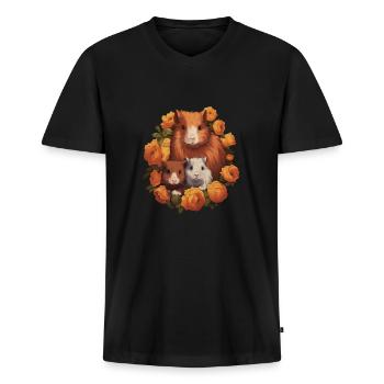 Meerschweinchen Familie - Männer Premium Bio T-Shirt mit V-Ausschnitt - Schwarz - Vorne - Nico (187cm)