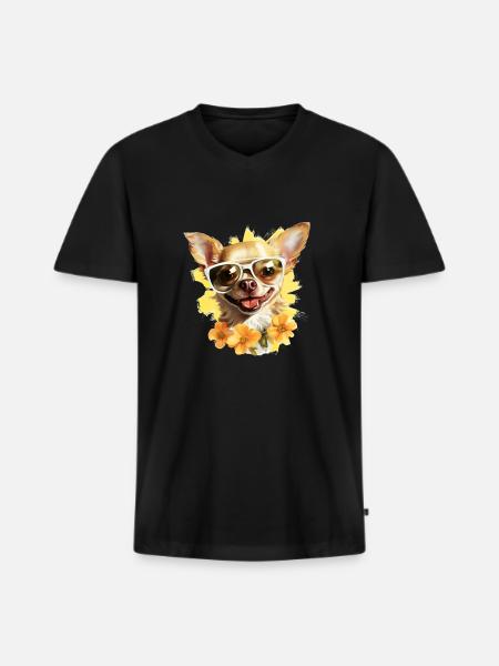 Chihuahua Hund Hunderasse - Männer Premium Bio T-Shirt mit V-Ausschnitt - Schwarz