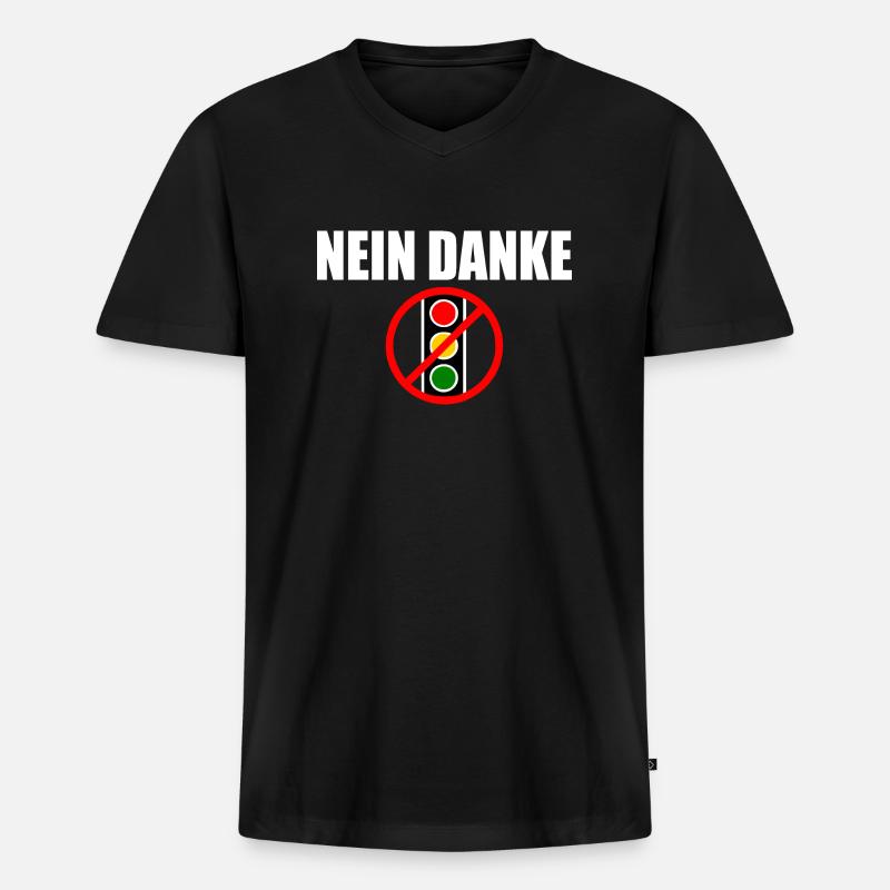 Ampel nein danke - Männer Premium Bio T-Shirt mit V-Ausschnitt - Schwarz