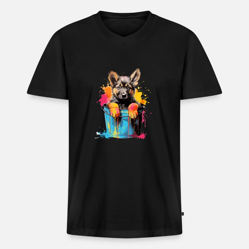 Deutscher Schäferhund Hund Hunderasse - Männer Premium Bio T-Shirt mit V-Ausschnitt - Schwarz