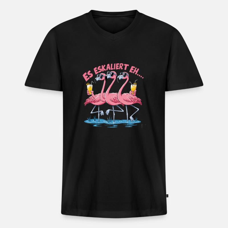 Es eskaliert eh… - Männer Premium Bio T-Shirt mit V-Ausschnitt - Schwarz