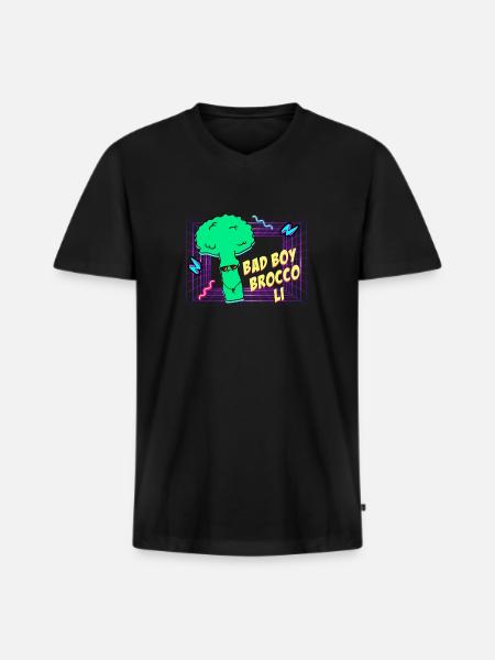 Bad Boy Broccoli - Men's Premium Organic T-shirt with V-neck - black