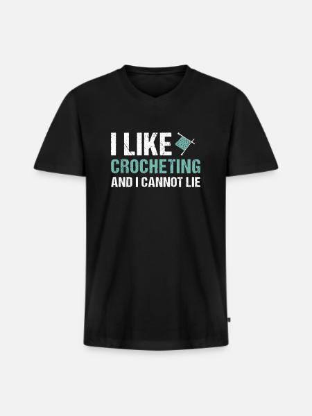 Crocheteur J’aime crocheter - T-shirt encolure en V Premium bio Homme - noir