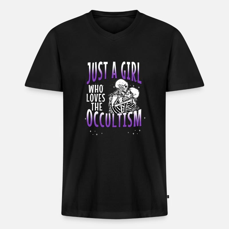 Okkult Goth Gothic Punk Grunge - Männer Premium Bio T-Shirt mit V-Ausschnitt - Schwarz