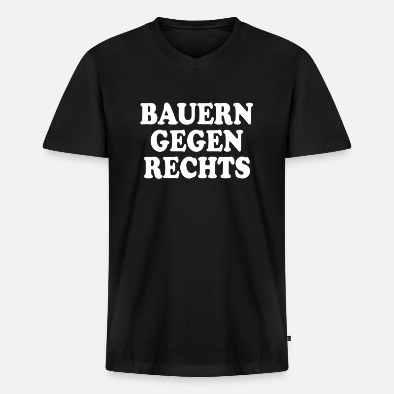 bauern gegen rechts - Männer Premium Bio T-Shirt mit V-Ausschnitt - Schwarz