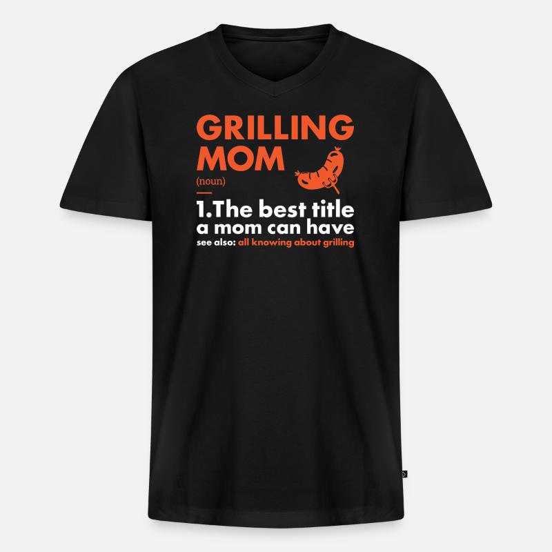 Griller Mom Definition Grilling - Männer Premium Bio T-Shirt mit V-Ausschnitt - Schwarz