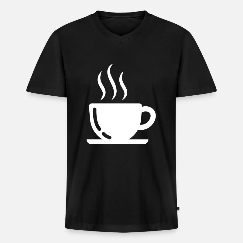 Kaffeetasse - Männer Premium Bio T-Shirt mit V-Ausschnitt - Schwarz