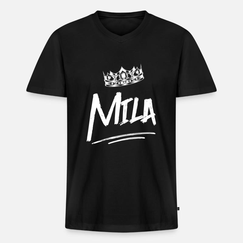 Mila - Männer Premium Bio T-Shirt mit V-Ausschnitt - Schwarz