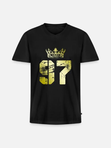 97 Number crown - Men's Premium Organic T-shirt with V-neck - black