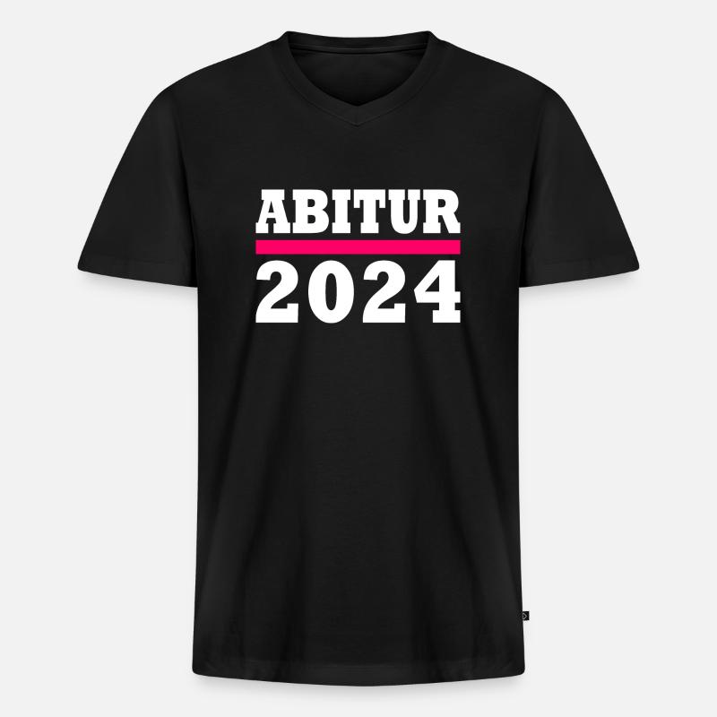Abitur 2024 - Männer Premium Bio T-Shirt mit V-Ausschnitt - Schwarz