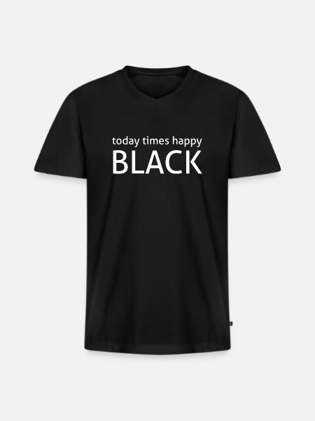 today times happy black - Men's Premium Organic T-shirt with V-neck - black